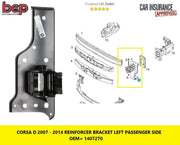 VAXUHALL CORSA D 2007 β 2014 FRONT REINFORCER SUPPORT BRACKET LEG CHASSIS LEFT